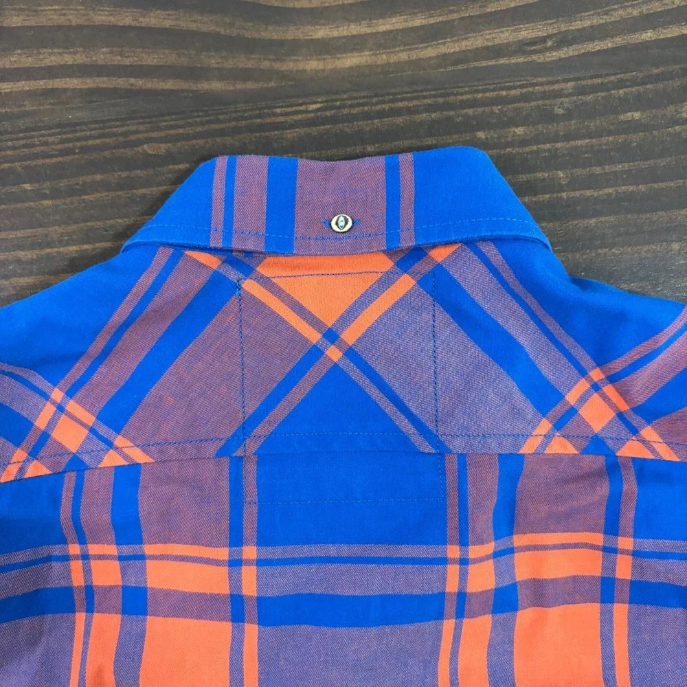 Chubbies Wanderers Club Mens XL Plaid Button Down Shirt Blue Orange Bigfoot - Picture 6 of 10